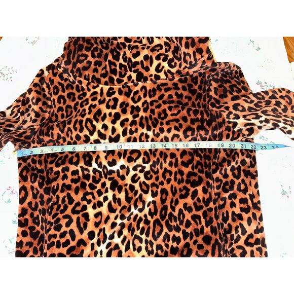 DONNA SALYERS FABULOUS FURS VELVETY LEOPARD HOODIE OVERSIZED PULLOVER M - Picture 5 of 6